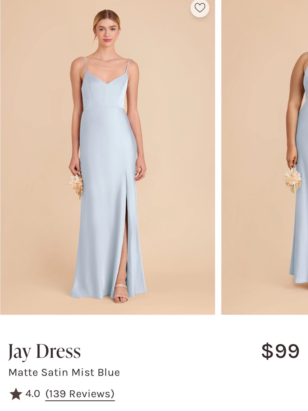 Dress - Matte Satin Mist Blue Birdy Grey
